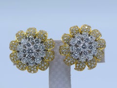 10 Carat Diamond and Two-Tone Gold Clip-On Earrings