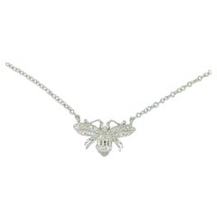 .10 Carat Diamond Bumble Bee Necklace in 14 Karat White Gold, Gold Chain