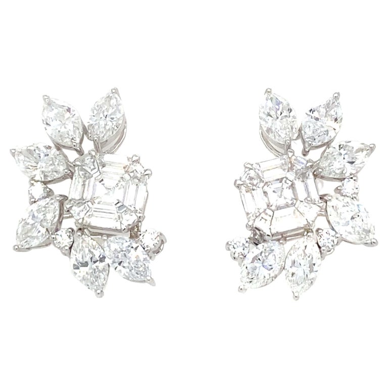 10+ Carat Diamond Cluster Earrings For Sale