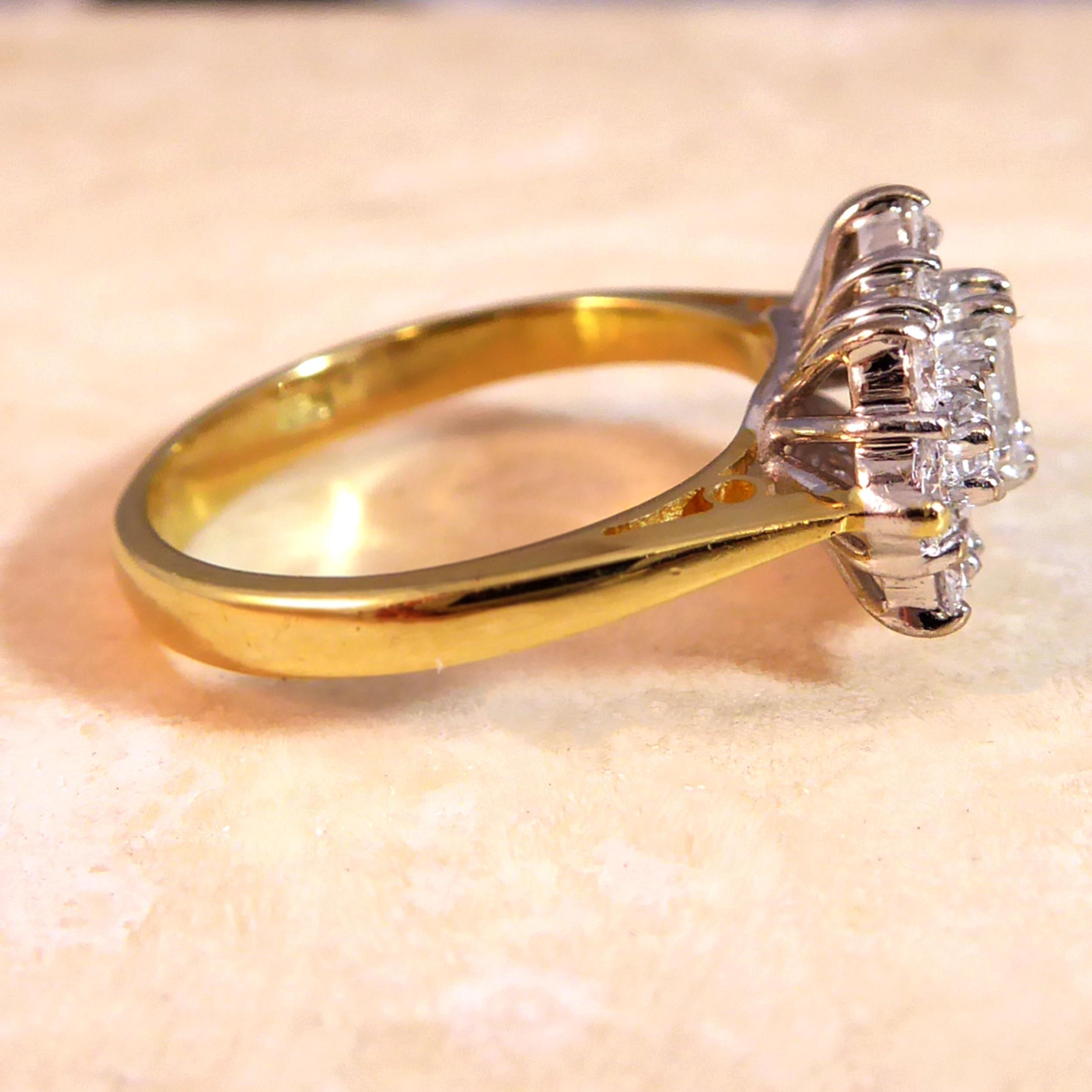 Women's or Men's 1.0 Carat Diamond Cluster Ring, Baguette and Brilliant Cut, Boat Shape Style