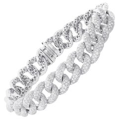 10 Carat Diamond Cuban Bracelet 18 Karat White Gold