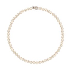 .10 Carat Diamond Cultured Akoya Pearl White Gold Necklace