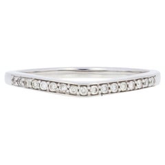 .10 Carat Diamond Curved Wedding Band, 14 Karat White Gold Women's Ring