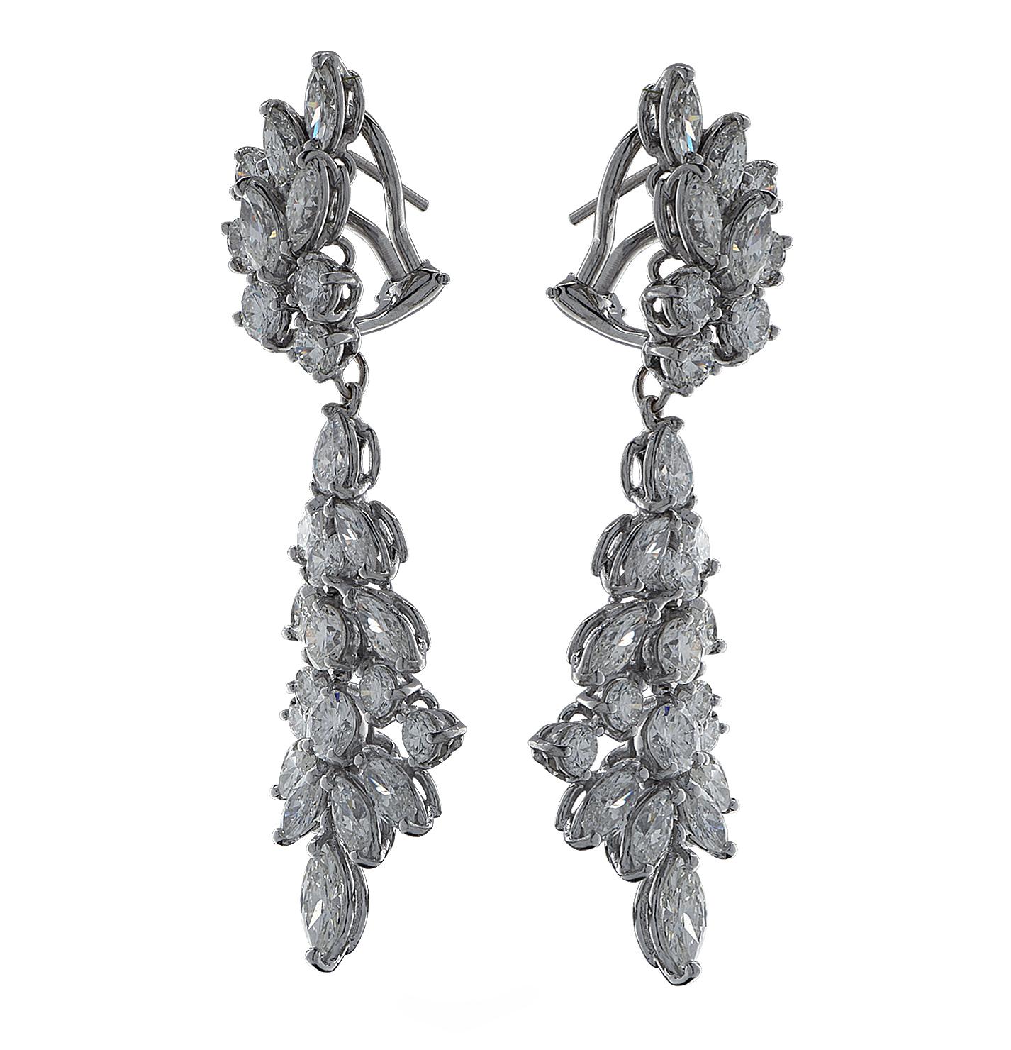 Modern 10 Carat Diamond Day and Night Platinum Dangle Earrings