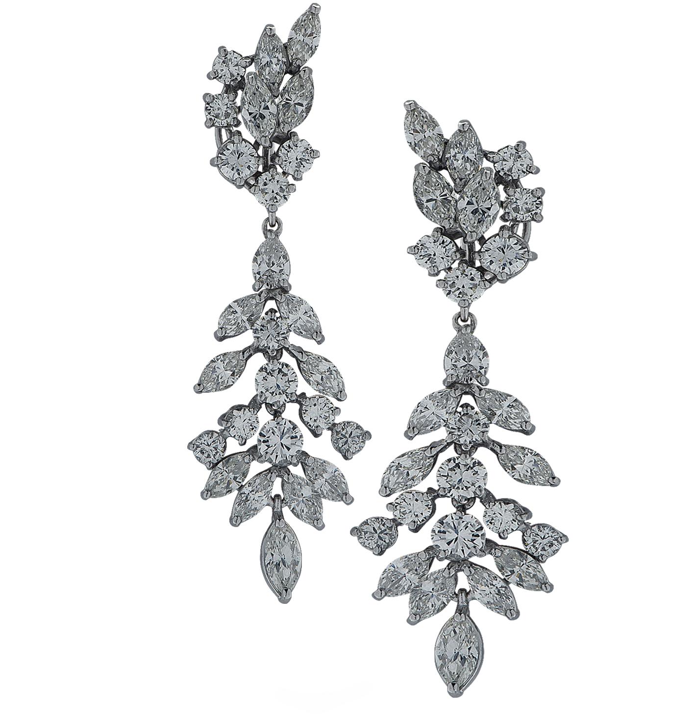 Women's 10 Carat Diamond Day and Night Platinum Dangle Earrings