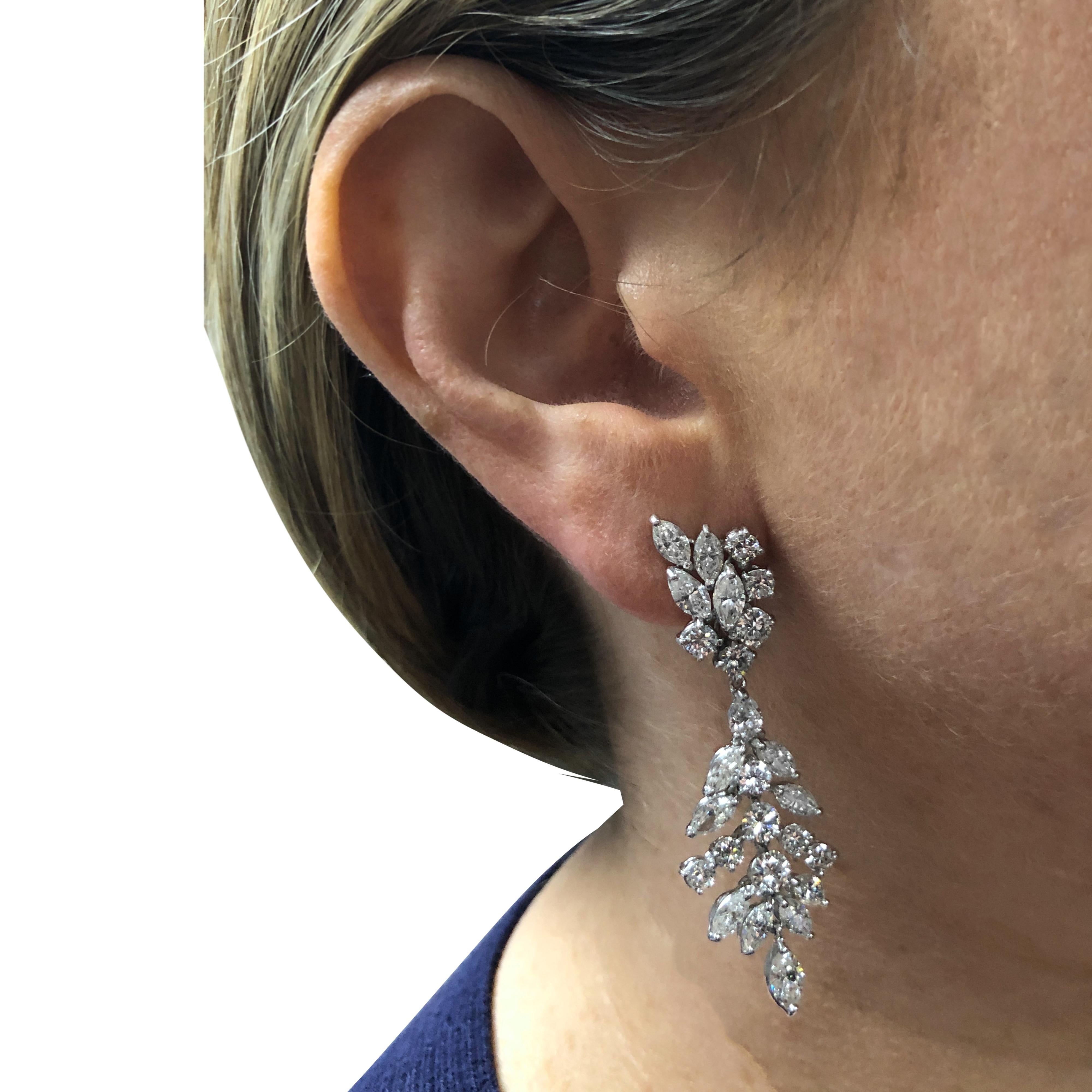 10 Carat Diamond Day and Night Platinum Dangle Earrings 1