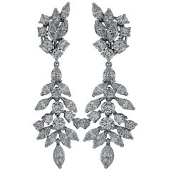 10 Carat Diamond Day and Night Platinum Dangle Earrings