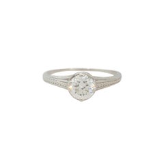 Natural 1.0 Carat Diamond Engagement Ring in Vintage Platinum Setting in Stock