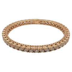 10 Carat Diamond Hinged Bangle Bracelet in 14k Yellow Gold