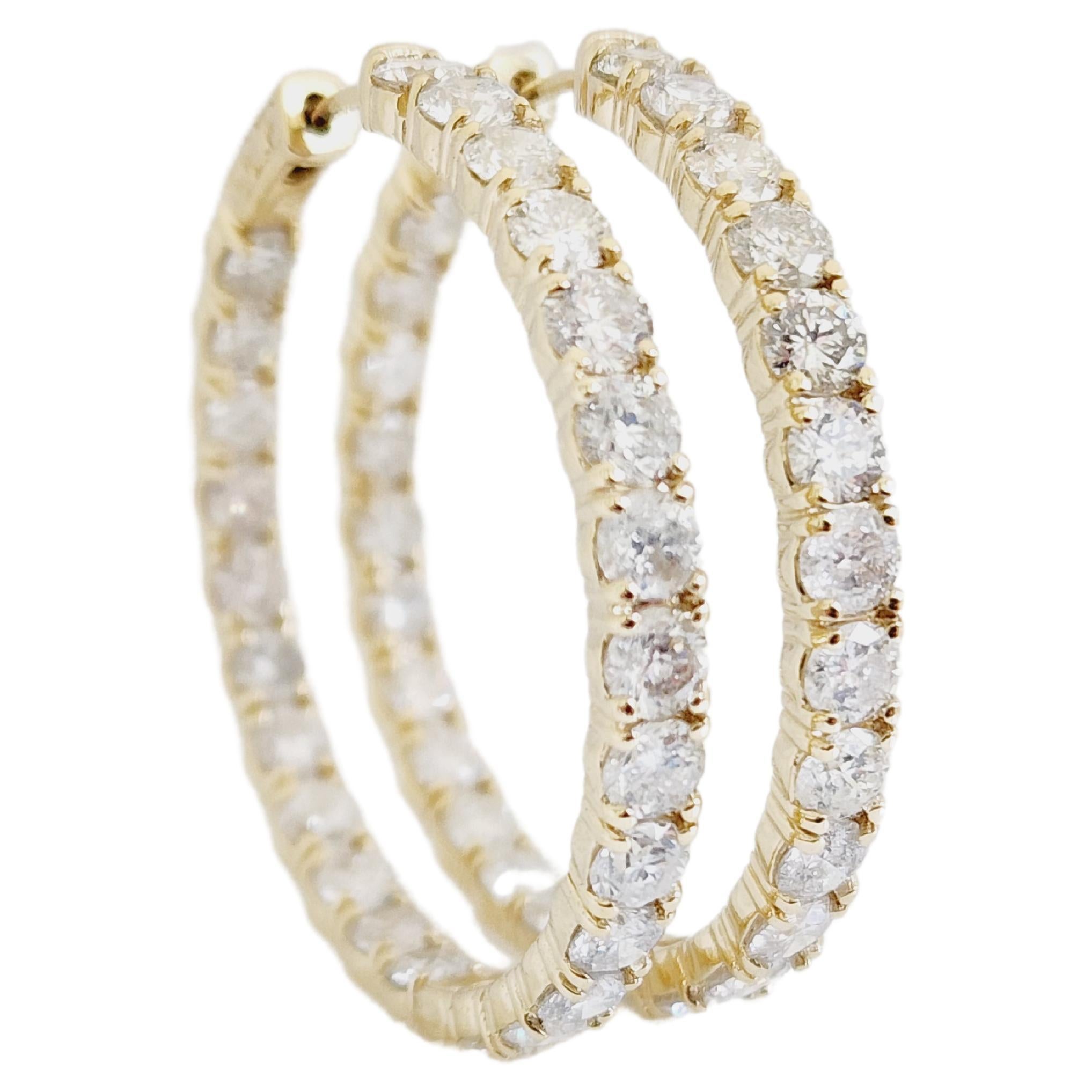 10.1  Carat Diamond Hoops Earrings 14 Karat Yellow Gold