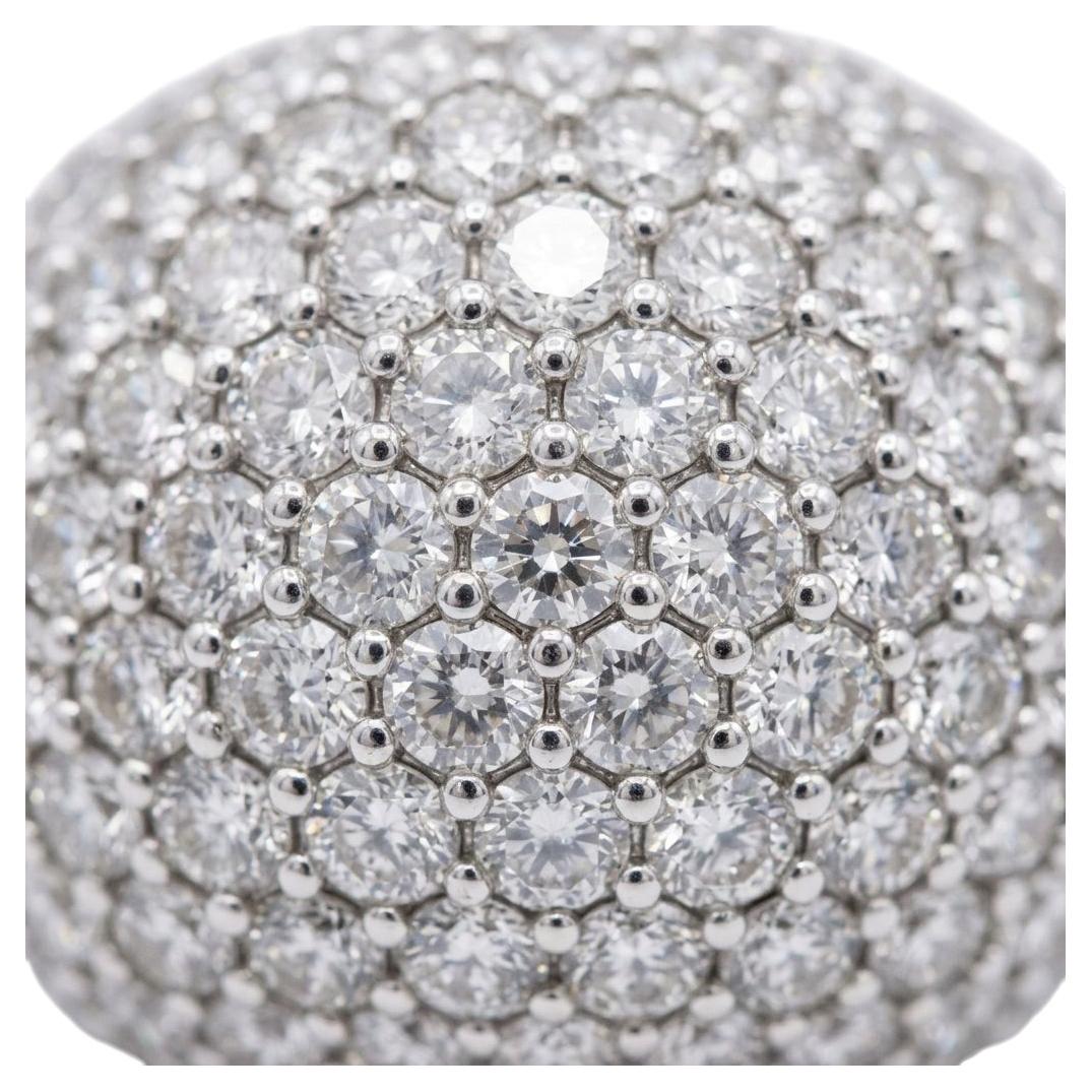 10 Carat Diamond Pave Dome 18k White Gold Ring