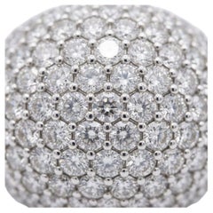 10 Carat Diamond Pave Dome 18k White Gold Ring