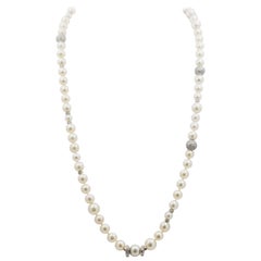 Vintage 10 Carat Diamond Pearl Necklace