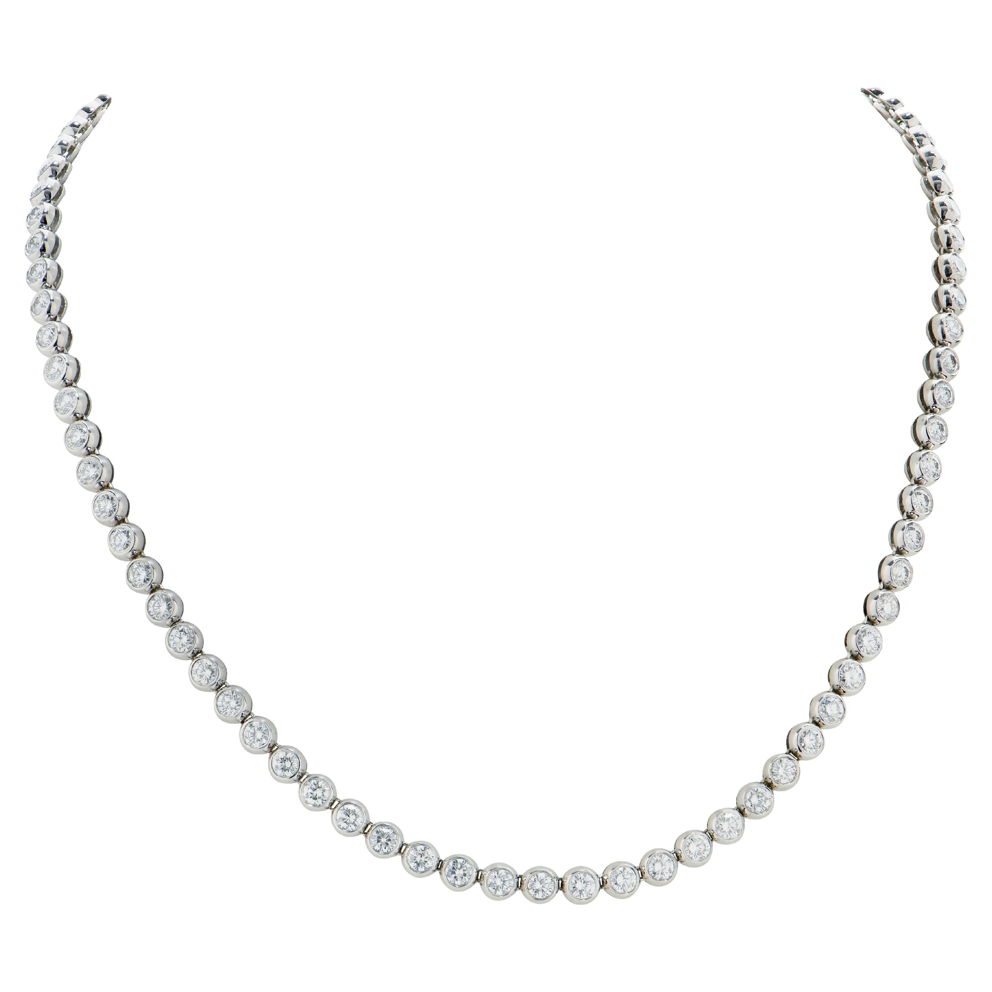 10 Carat Diamond Riviera Necklace in 18 Karat White Gold For Sale