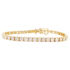 Bracelet tennis à 4 griffes en or jaune 14 carats et diamants de 10 carats
