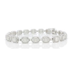10 Carat Natural Diamond Tennis Bracelet Halo Links White Gold 4.08 Carat (VVS)
