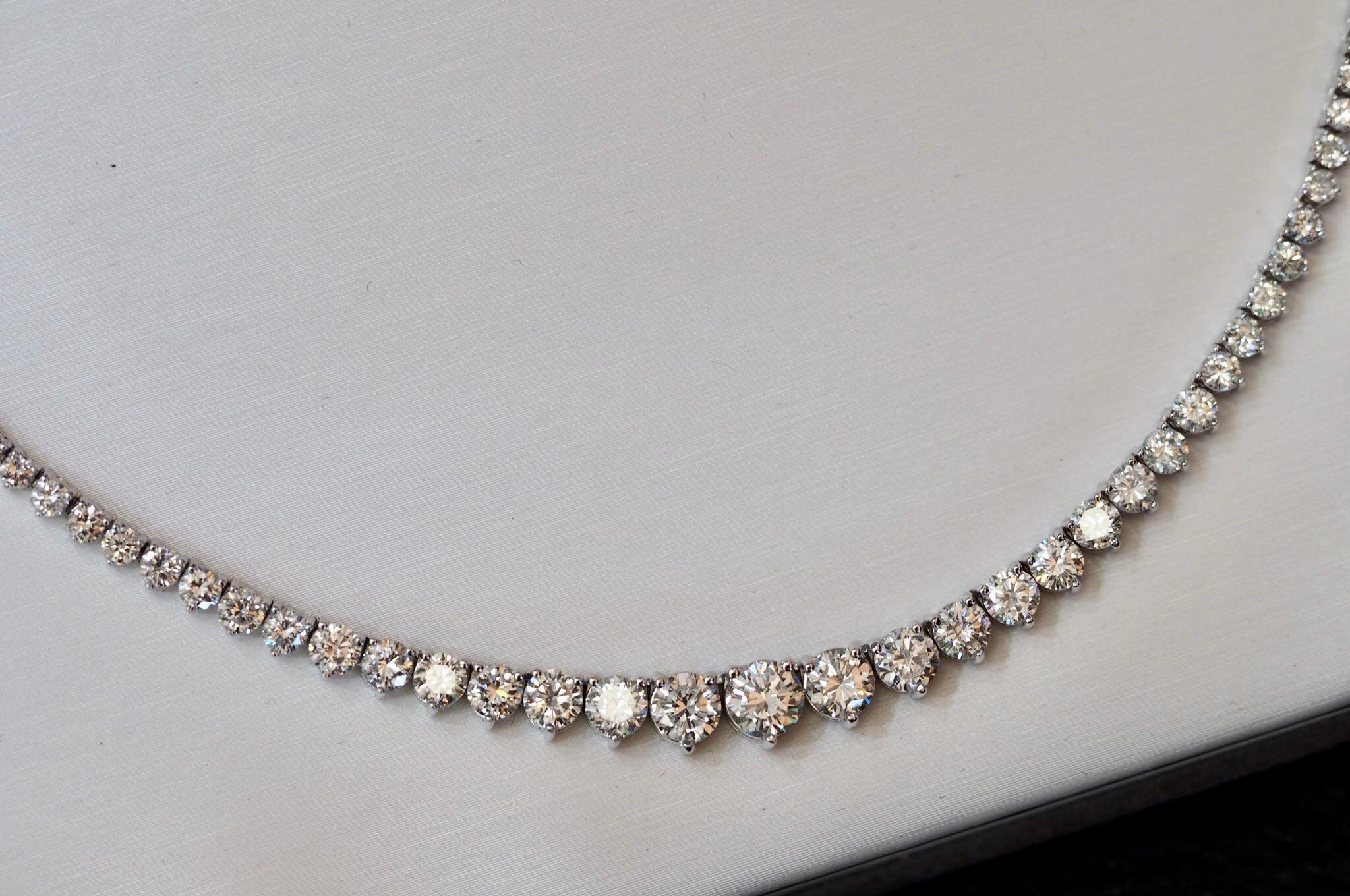 Round Cut 10 Carat Diamond Tennis Necklace