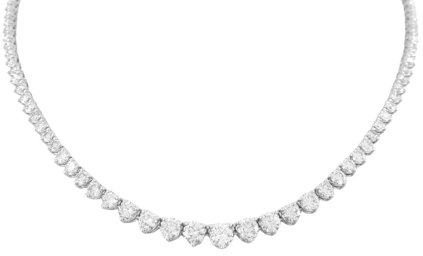 Modern 10 Carat Diamond Tennis Riviera Necklace For Sale