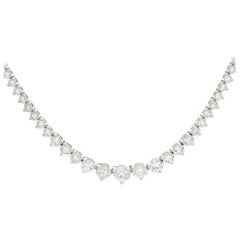 9 Carat Diamond Tennis Riviere Necklace 18 Carat White Gold, Made in Italy
