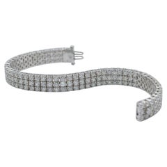 10 Carat Diamond Three-Row Tennis Bracelet in 14k White Gold