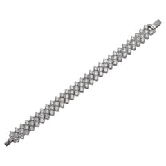 10 Carat Diamond Three-Row Tennis Bracelet in 14k White Gold