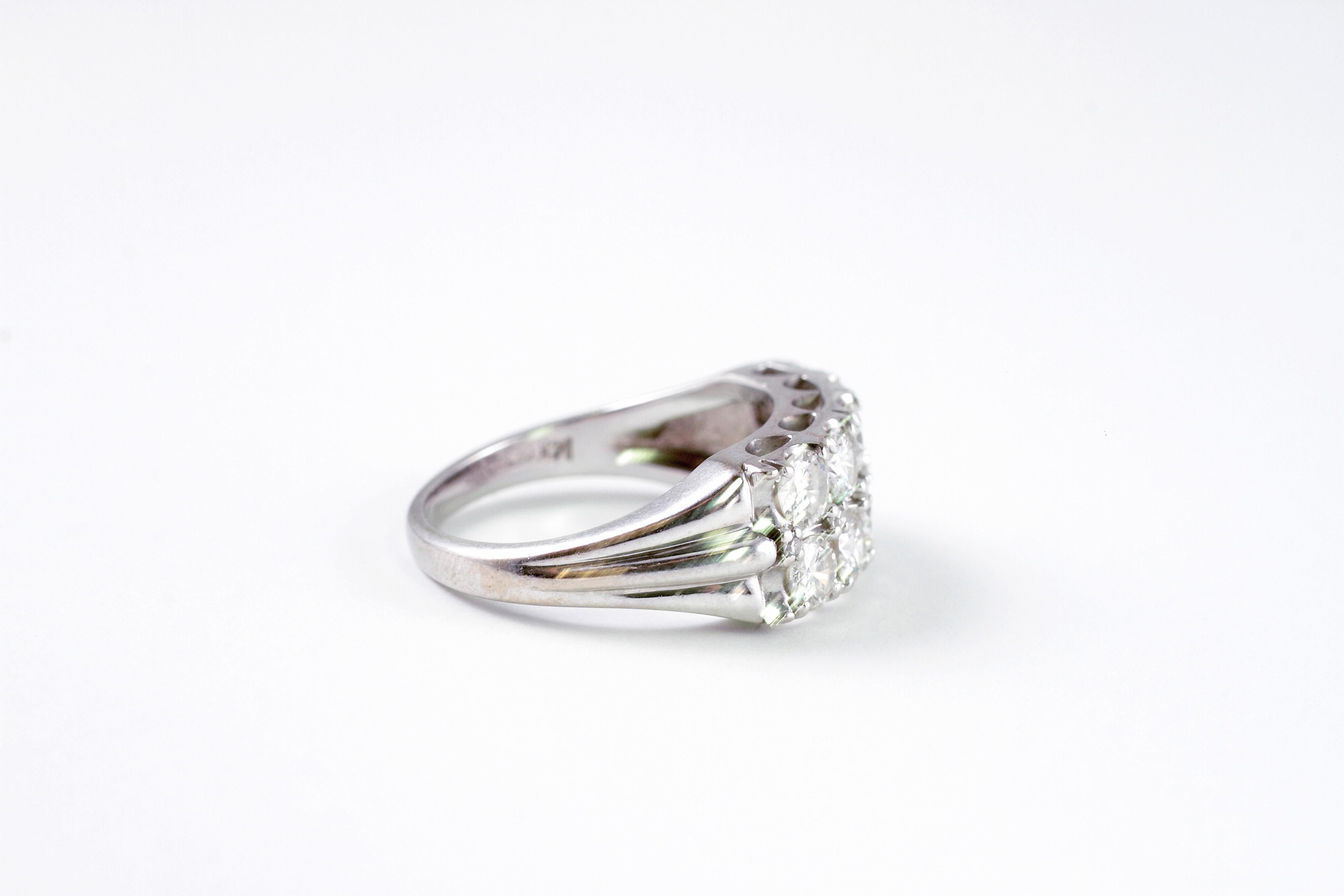 Round Cut 1.0 Carat Diamond Two Row Ring in 14 Karat White Gold