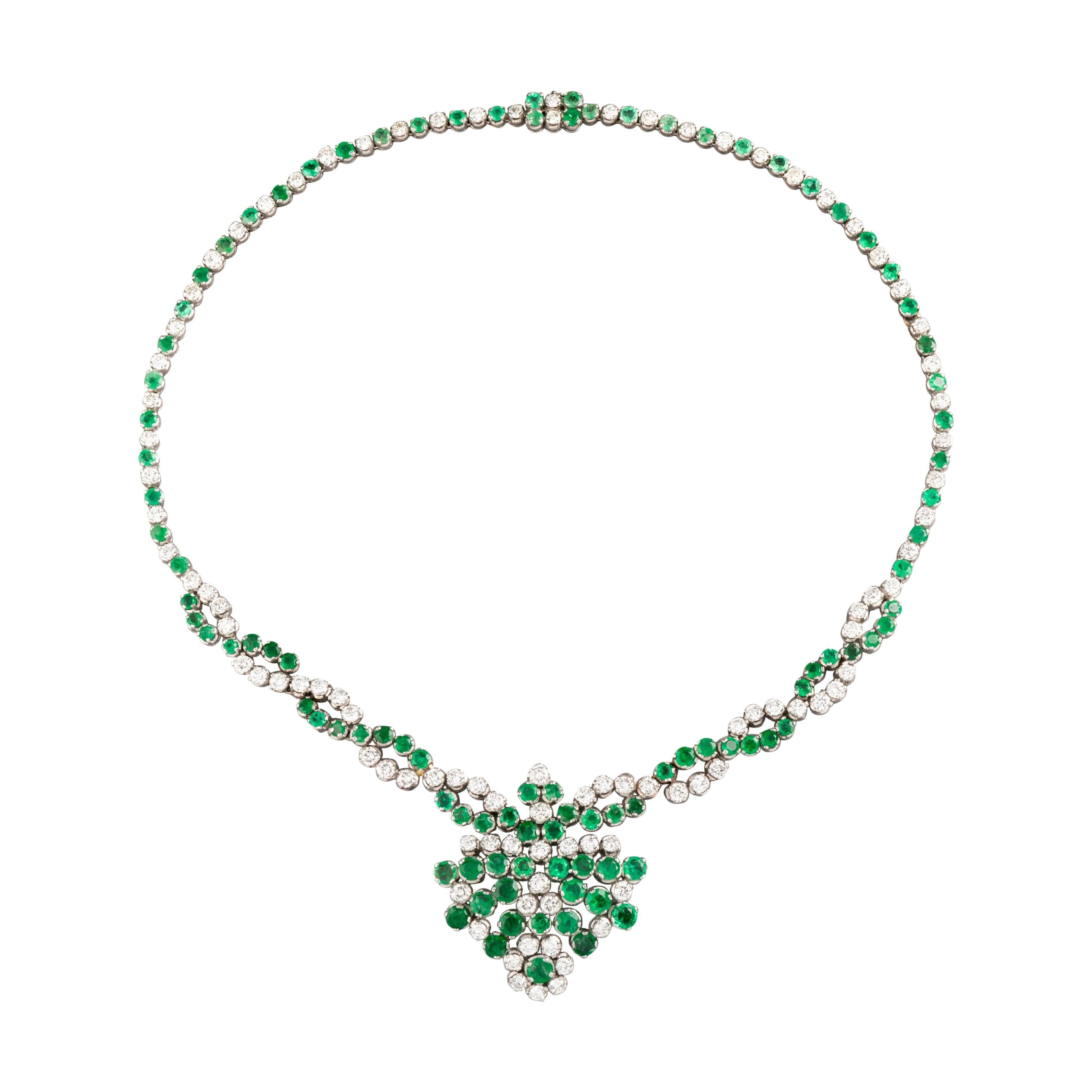 10 Carat Diamonds and 12 Carat Emeralds Necklace