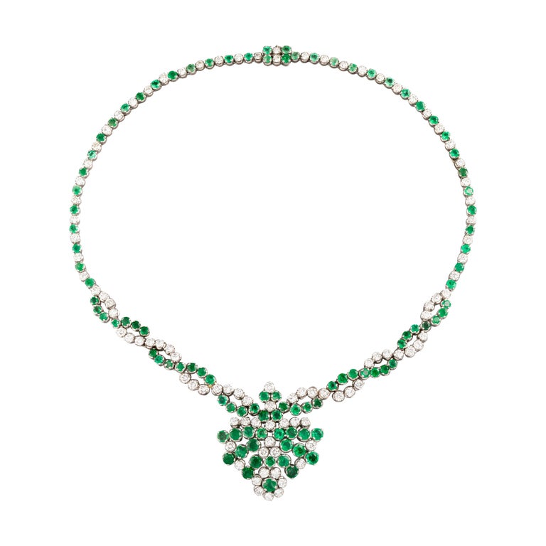 10 Carat Diamonds and 12 Carat Emeralds Necklace at 1stDibs