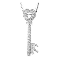 10 Carat Diamonds Key Necklace / Pin 18 Karat White Gold Designer Balestra