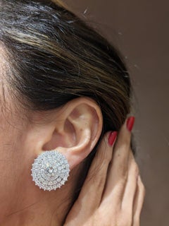 10 Carat Triple Halo Round Brilliant Cut Diamond Studs