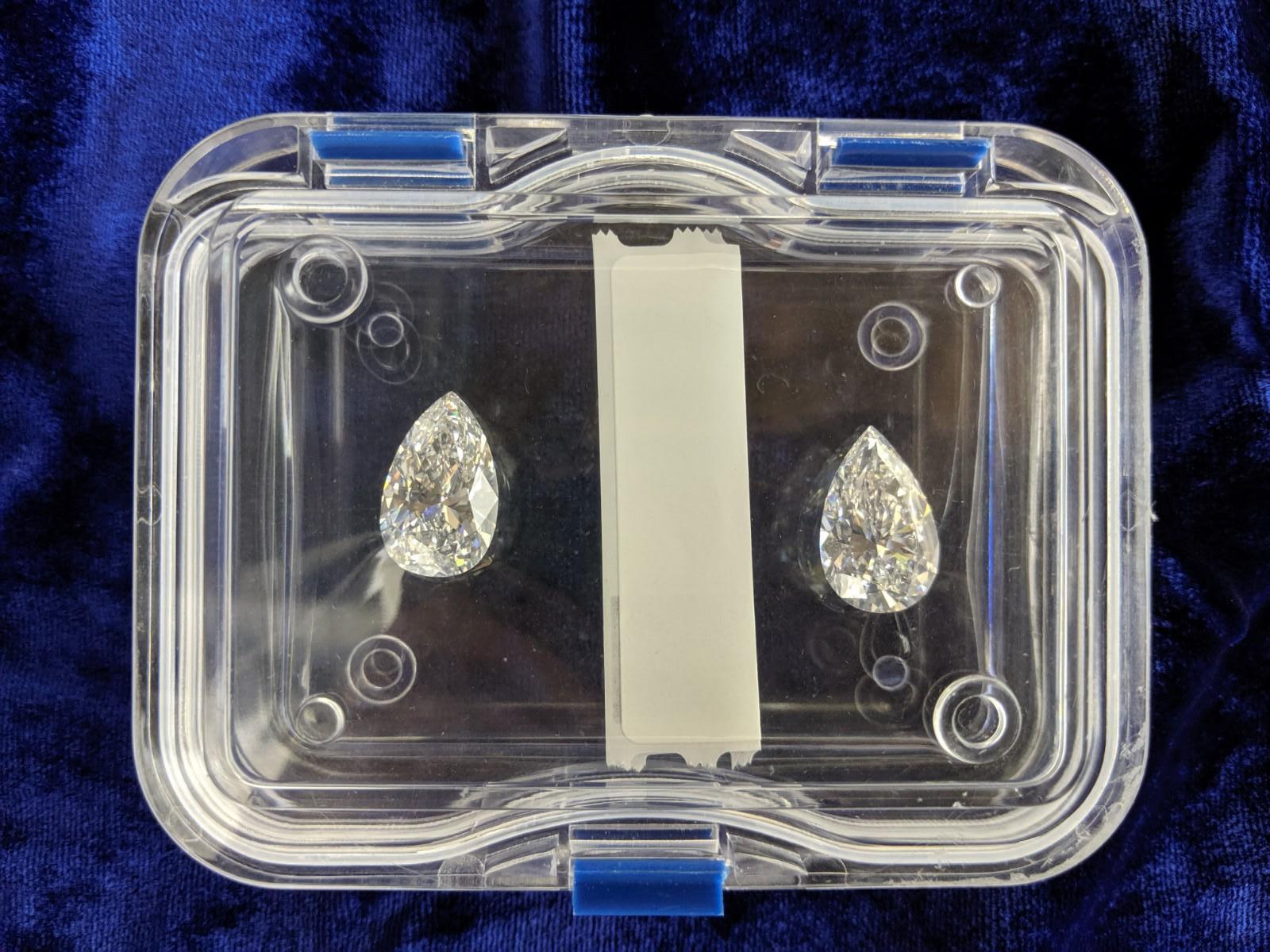 Pear Cut 10 Carat Each D Flawless Pear Shape Diamonds for Earrings or Custom Design, GIA