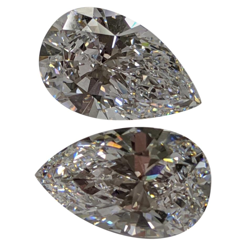 10 Carat Each D Flawless Pear Shape Diamonds for Earrings or Custom Design, GIA