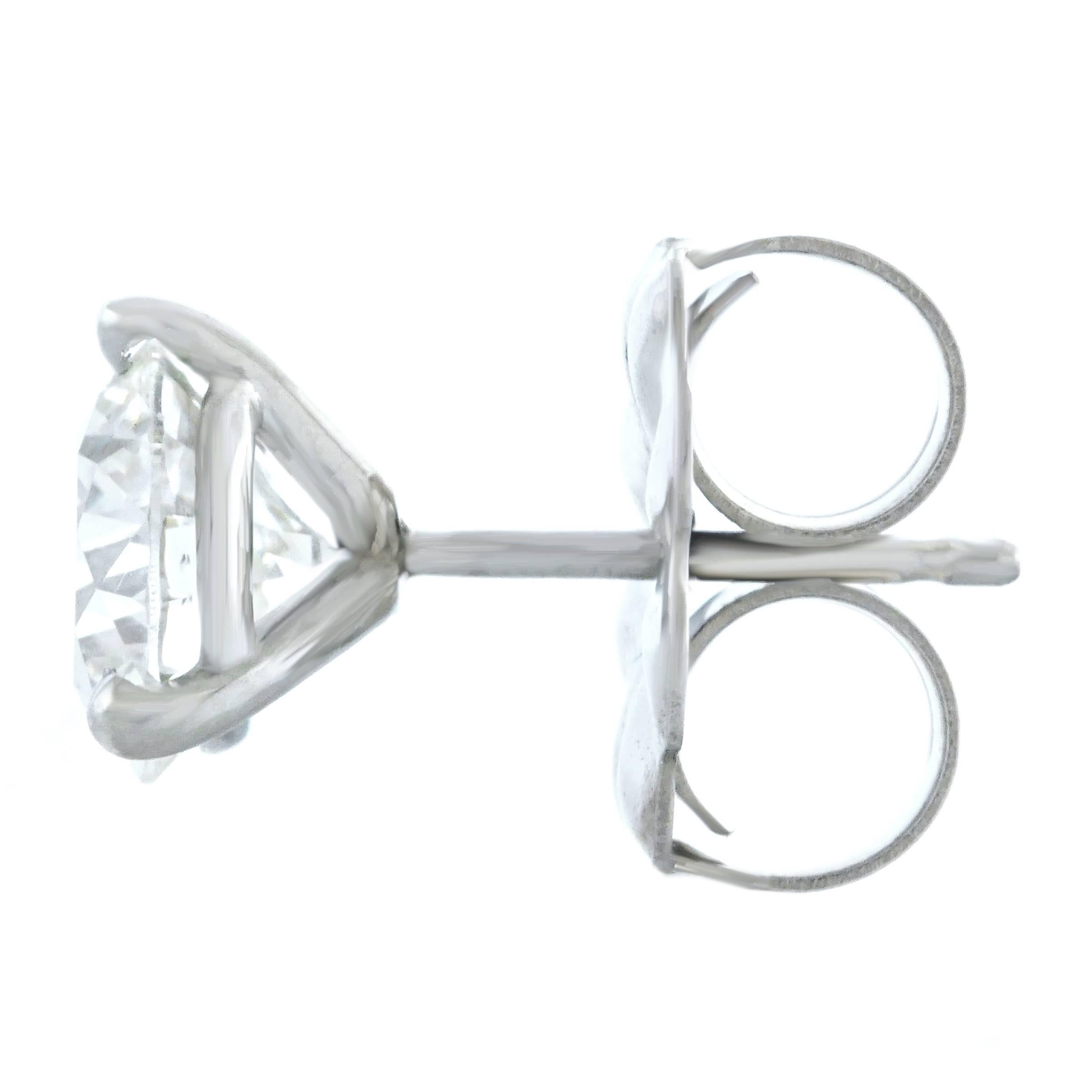 1.0 Carat Each Diamond Set Platinum Stud Earrings GIA 1