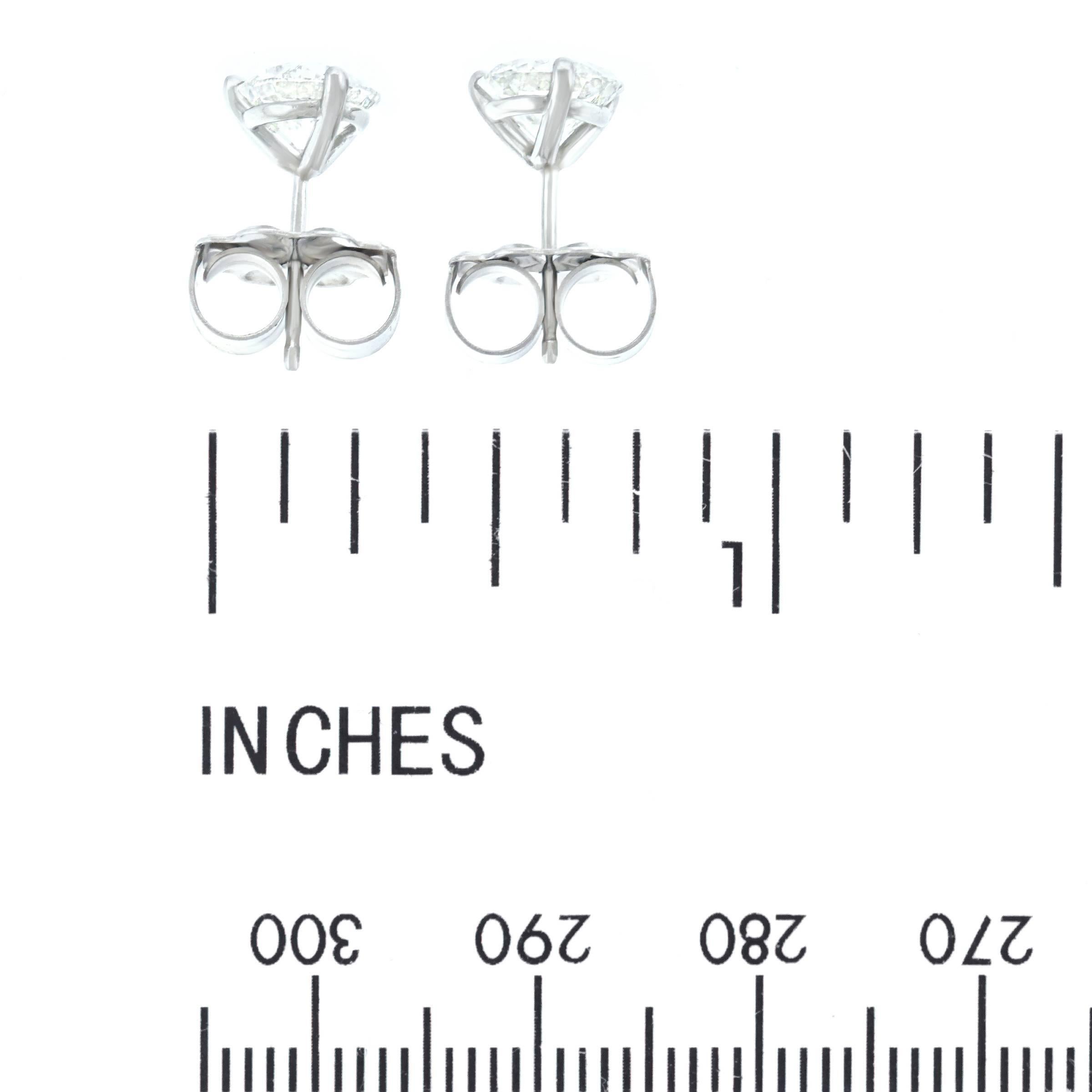 1.0 Carat Each Diamond Set Platinum Stud Earrings GIA 2