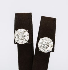 10 Carat Each Round Diamond Stud Earrings