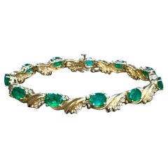 Bracciale Tennis da 10 carati con smeraldo e 1,3 carati di diamante, 14 K.K. giallo  Oro