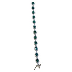 Bracciale Tennis con smeraldo da 10 carati e diamante da 3 carati, oro bianco 14 carati, 16,8 GM