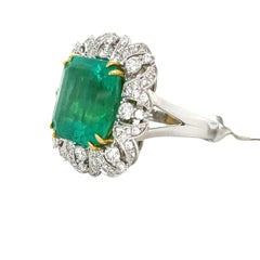 10 carat Emerald and Diamond 18K Yellow and White Gold Ring