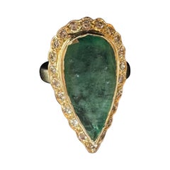 10 Karat Smaragd und Diamant Ring in 14K Gold