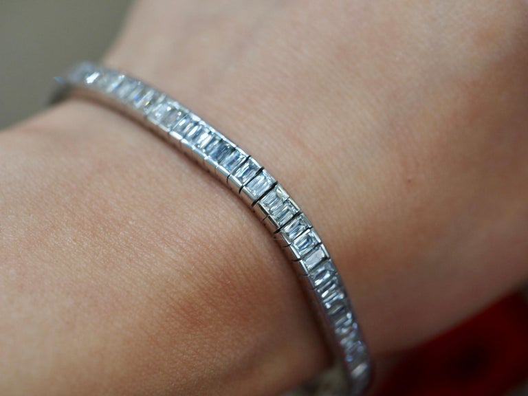10 Carat Emerald Crisscut Diamond Tennis Bracelet at 1stDibs