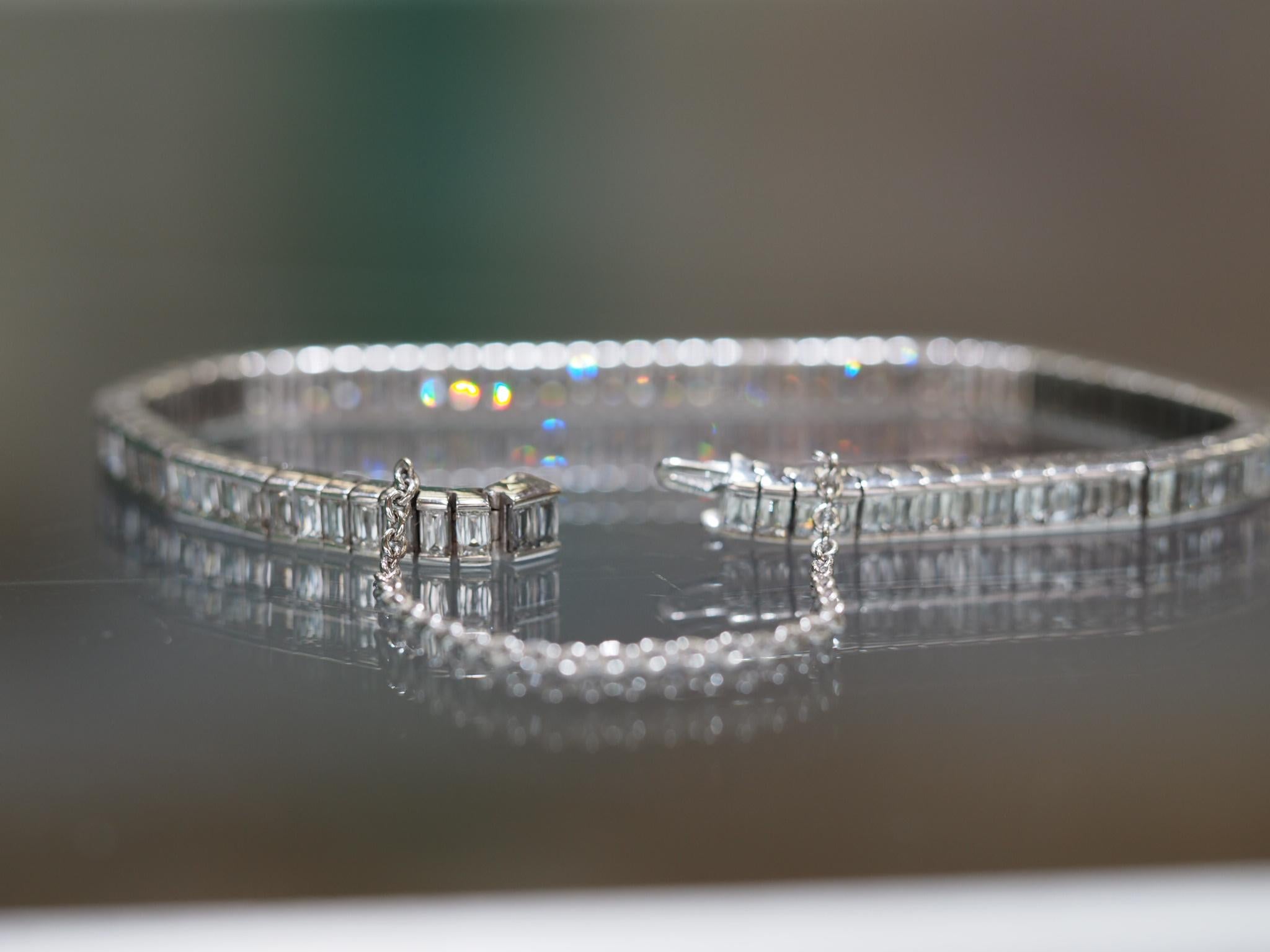 Emerald Cut 10 Carat Emerald Crisscut Diamond Tennis Bracelet