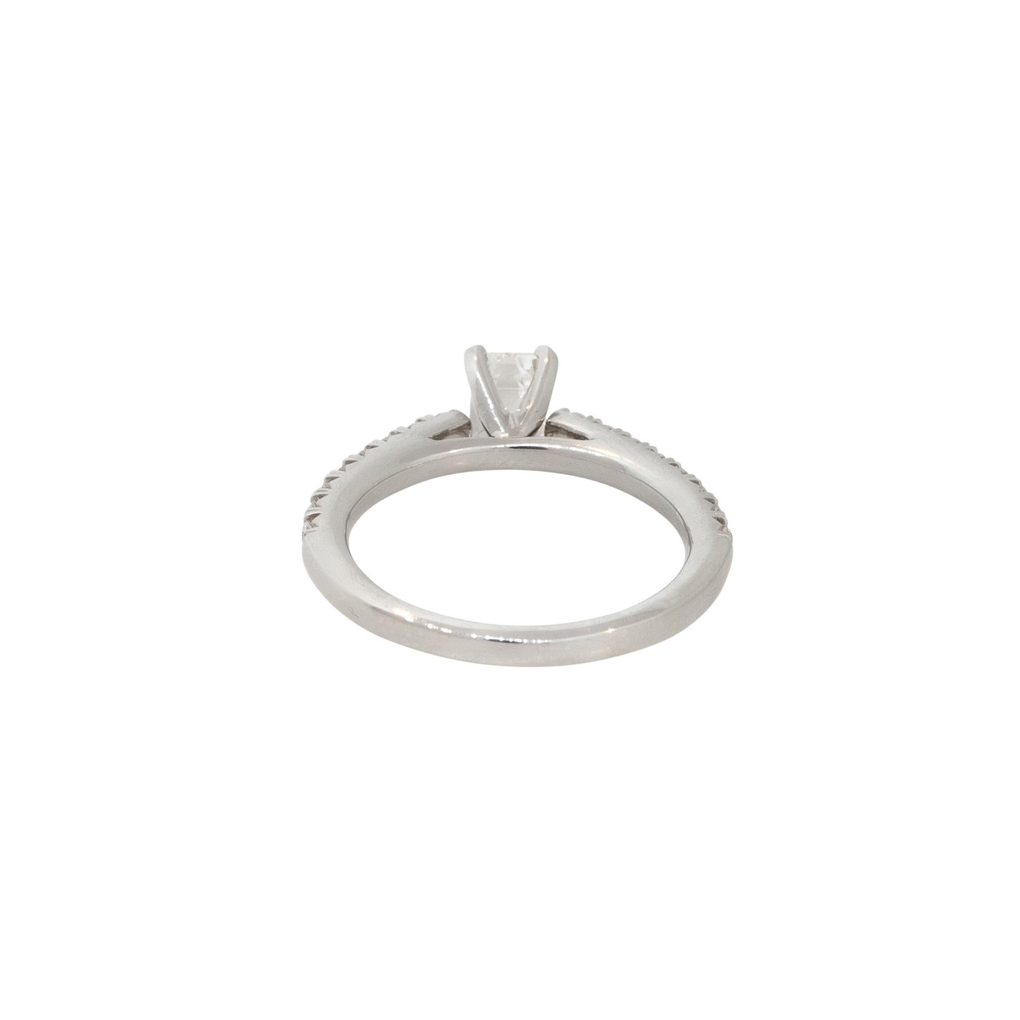 1.0 Carat Emerald Cut Diamond Engagement Ring 14 Karat in Stock For Sale 1