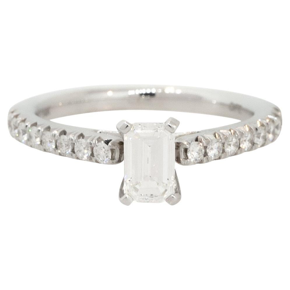 1.0 Carat Emerald Cut Diamond Engagement Ring 14 Karat in Stock For Sale