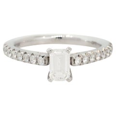 1.0 Carat Emerald Cut Diamond Engagement Ring 14 Karat in Stock