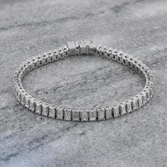10 Carat Emerald Cut Diamond Tennis Bracelet in 18k White Gold
