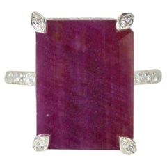 10 Carat Emerald Cut Natural Pink Ruby Ring