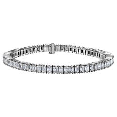 Bracelet tennis à rangée unique de diamants taille émeraude de 10 carats certifiés