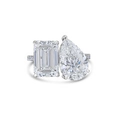 10 Carat Emerald-cut Toi Et Moi Diamond Ring VS 14K White Gold