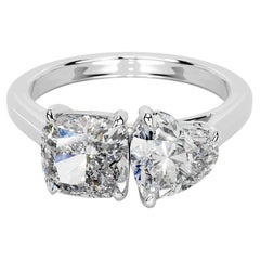 10 Carat Emerald-cut Toi Et Moi Diamond Ring VVS 14K White Gold