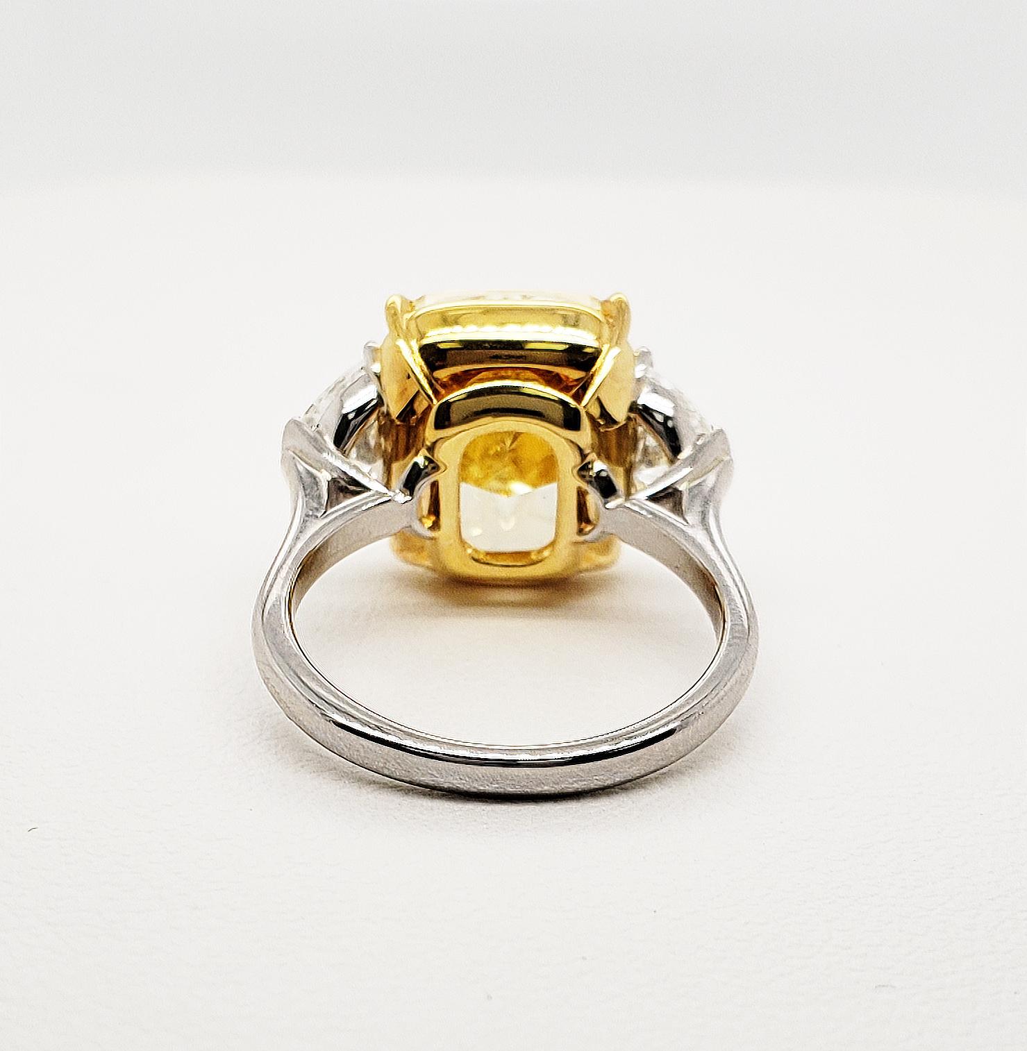 Contemporary 10 Carat Fancy Intense Yellow Diamond Ring GIA Certified
